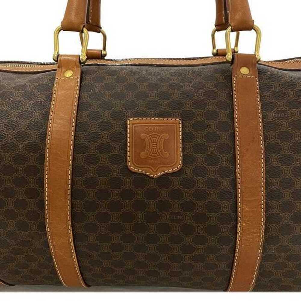 Celine Boston Bag Brown Gold Macadam Handbag Leather Travel Zipper Logo All - Picture 8 of 10